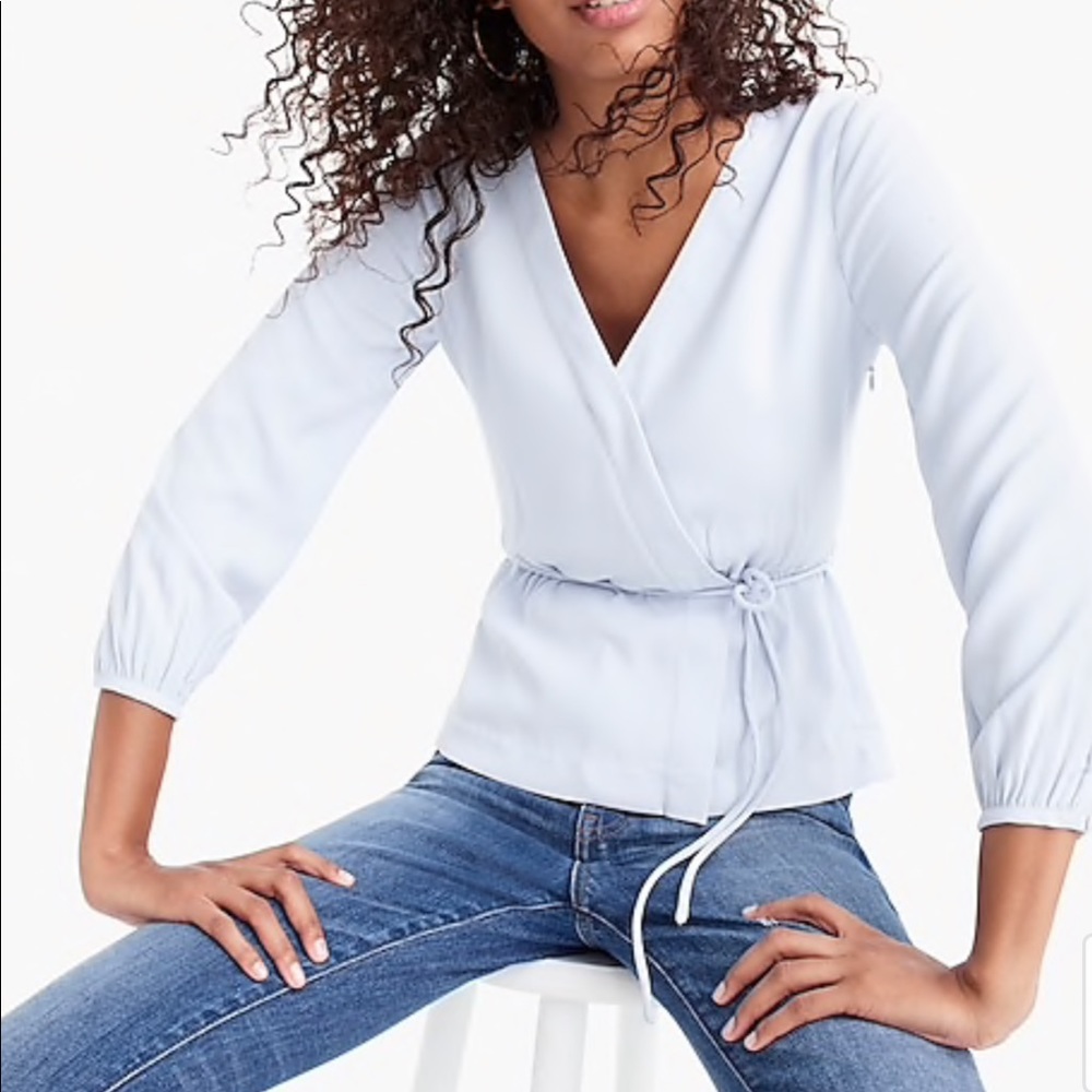 Jcrew Drapey crepe faux-wrap top in White